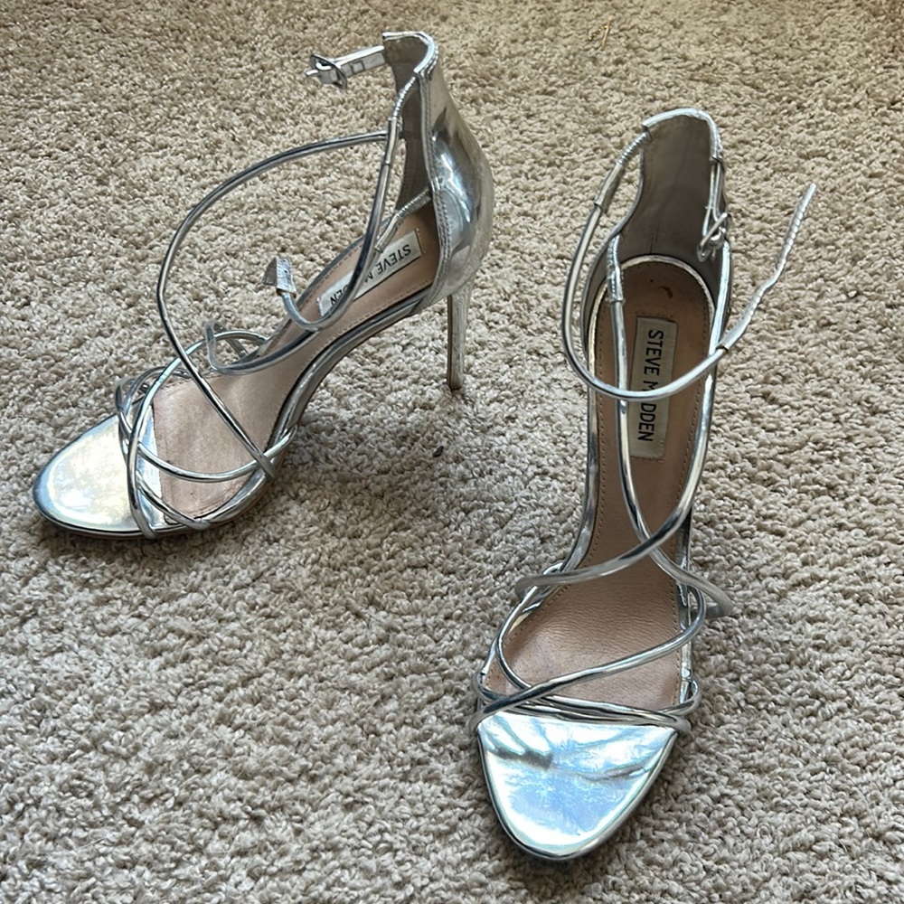 Steve Madden silver heels. Worn twice for prom and in great condition.